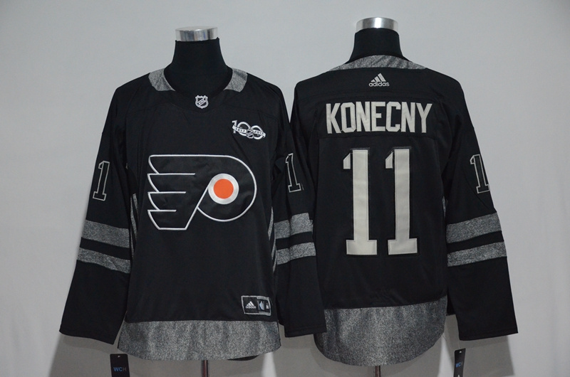 NHL Philadelphia Flyers #11 Konecny Black 1917-2017 100th Anniversary Stitched Jersey